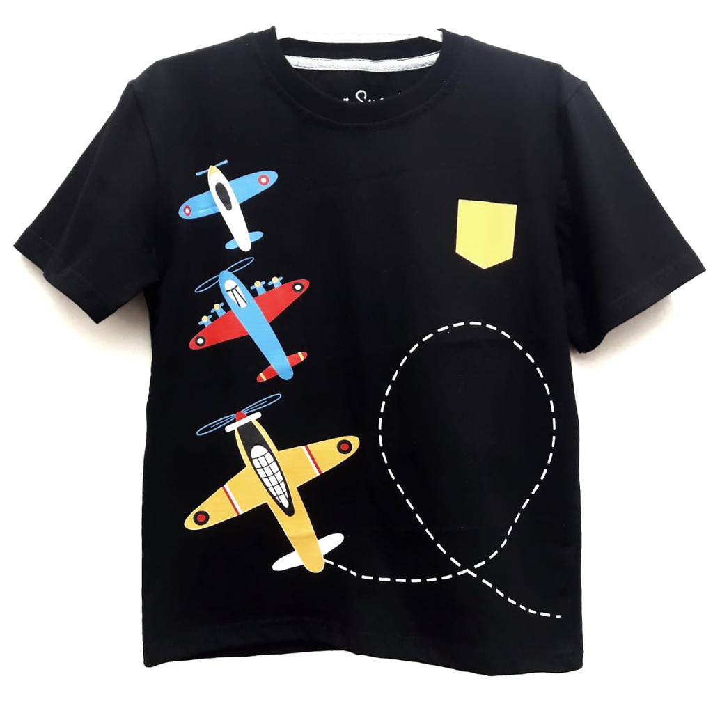 Kaos Karakter Anak Laki - Laki 3 Pesawat Navy - SKids