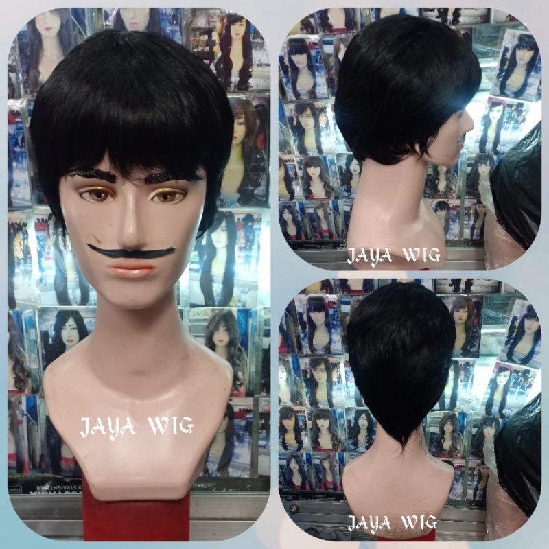 Rambut Palsu Pria Warna Hitam Wig Cowok