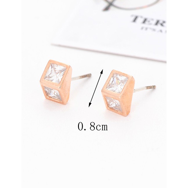 LRC Anting Tusuk Fashion Color Square Shape Diamond Decorated