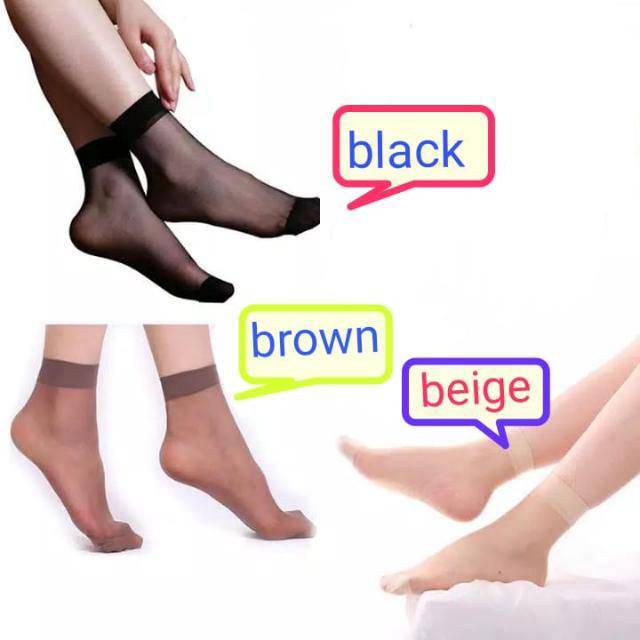 Stocking tipis semata kaki warna kulit,hitam, coklat