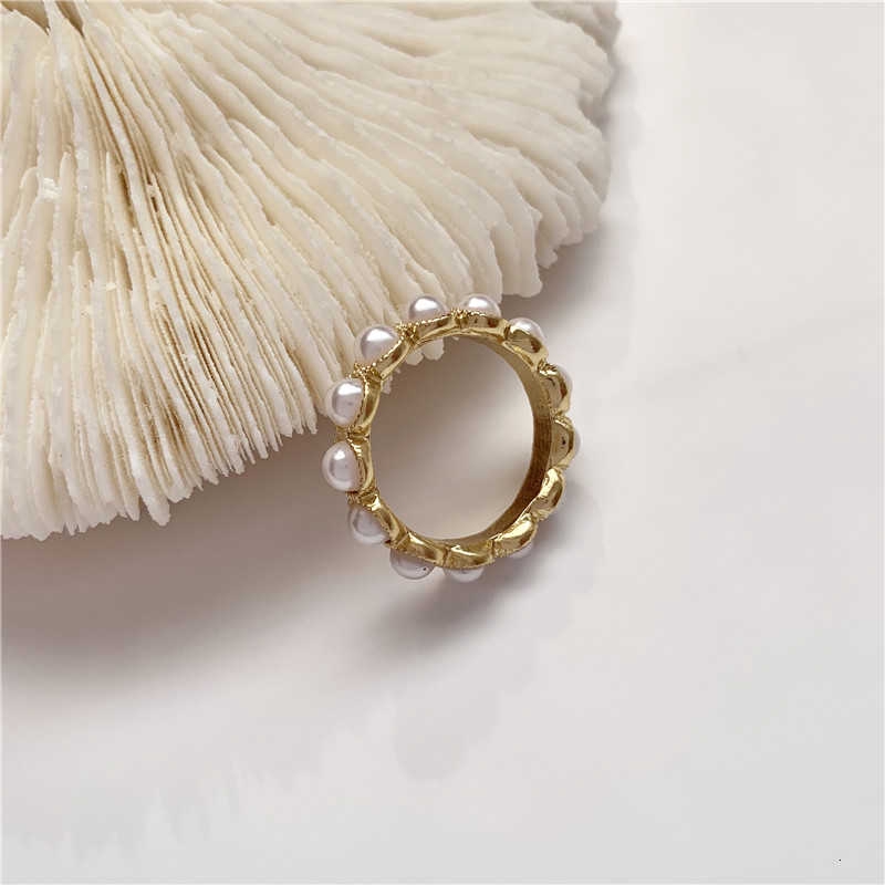 Cincin Mutiara Bahan Alloy Gaya Korea Untuk Wanita