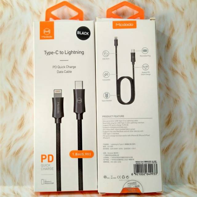 Mcdodo Kabel Lightning to USB Type C PD 18W Fast Charging (1.8M)