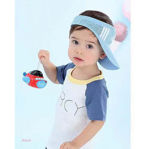 Topi Visor/Sunshade Motif Kartun Doraemon Warna Hitam/Pink untuk Anak Perempuan/Laki-laki