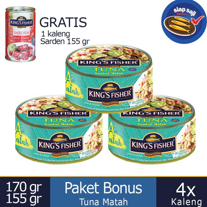 

vaargavaldian5678 Paket 3 Pcs King's Fisher Tuna sambal matah 170g gratis sarden 155g TERLARIS TERPERCAYA ORIGINAL