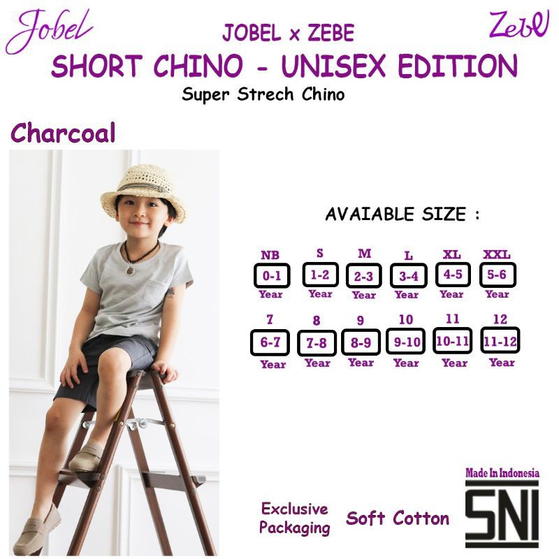 Jobel Shorts Chino Unisex / Celana Pendek Anak Cowok Cewek 0-12tahun