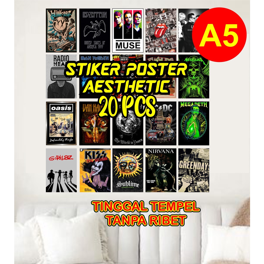 POSTER STIKER AESTHETIC BAND LEGEND A5 HIASAN DINDING