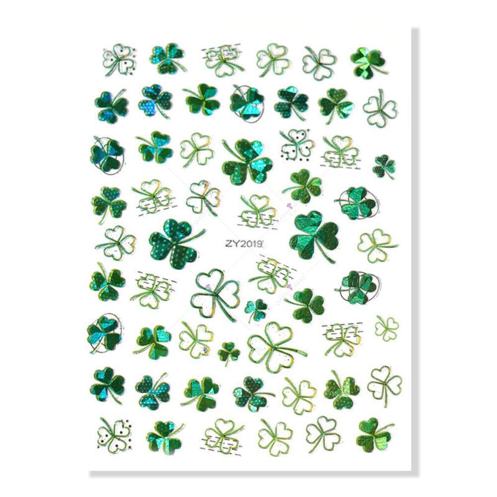 Agustin 3D Stiker Nail Art Pesona Four-leaf Clover Lucky Nail Art Dekorasi