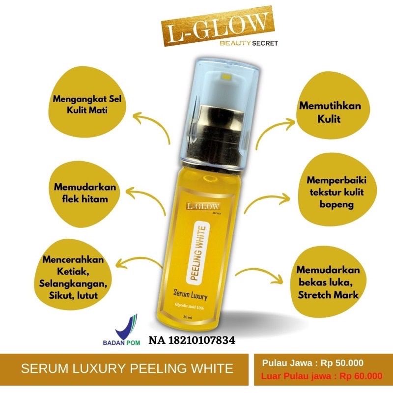 Body Serum luxury Lglow AHA Peeling Serum LGlow Serum Peeling Wajah