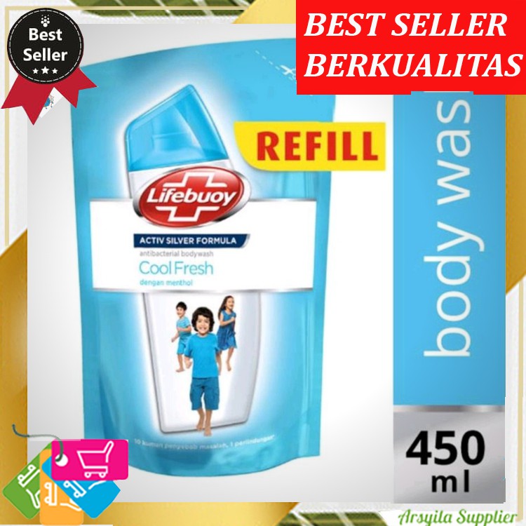 Sabun Mandi Cair refill 450ml Lifebuoy Cool Fresh Body Wash Liquid