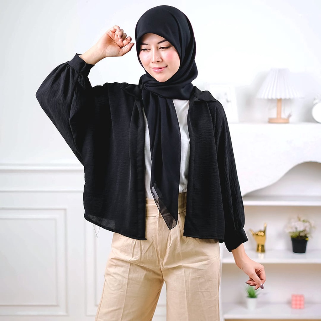 AFI - EC - ⭐️ PREMIUM AIRFLOW CRINCLE ⭐️ Marshey Batwing Oversize Outer CRINCLE-HItam