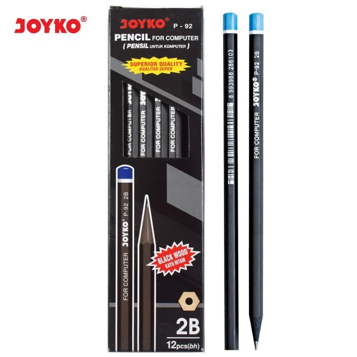 Pensil komputer 2B joyko P-92 Pencil computer 2 B kayu hitam