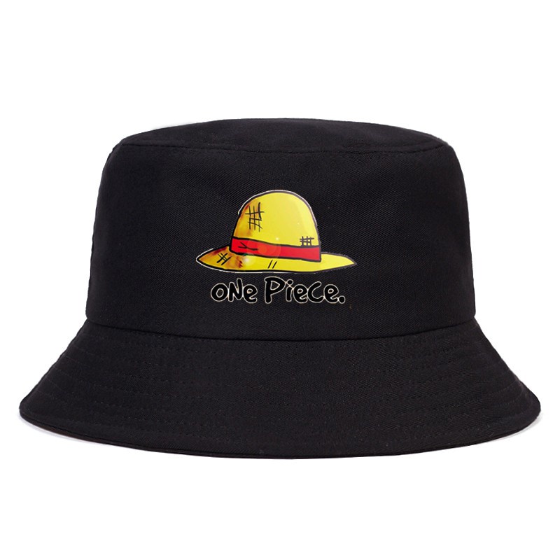 One Piece Unisex Topi Pantai Anime Printing Pola Topi Nelayan Topi Bucket Hat Fashion Man