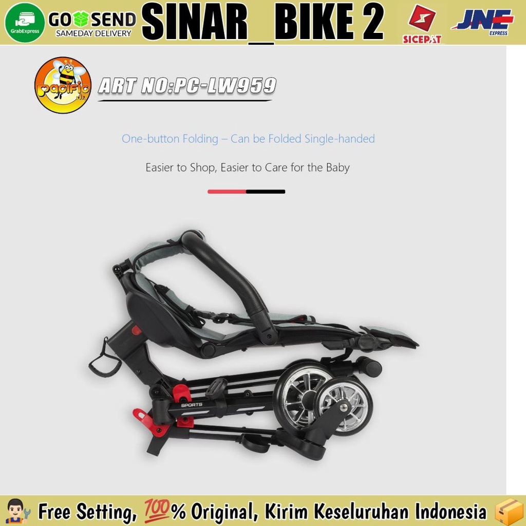 Baby Stroller PACIFIC LW 959 Kursi Putar Bisa Rebahan Kereta Dorong Anak Bayi