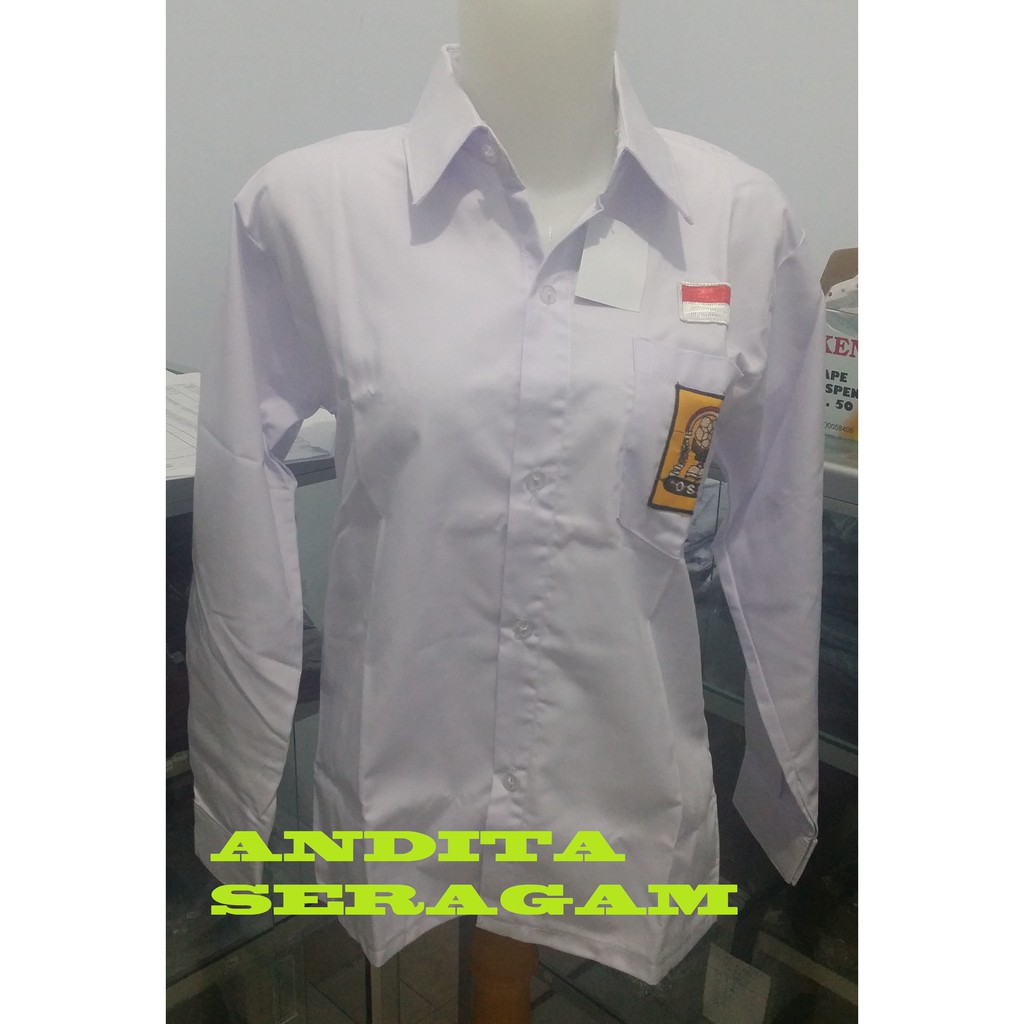 kemeja/Baju Panjang Putih SMP Seragam Sekolah Bahan Oxford