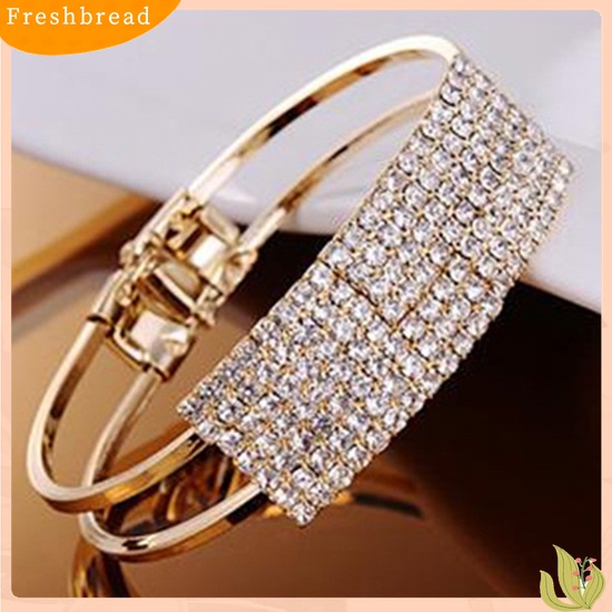 [Fresh] Gelang Bangle Cuff Kristal Bling Elegan untuk Hadiah Wanita