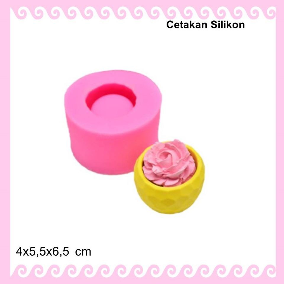 CETAKAN SILIKON SILICONE MOLD CETAKAN FONDANT CETAKAN CLAY FOOD GRADE SAFE MOTIF POT 3 DAN 5 DIMENSI