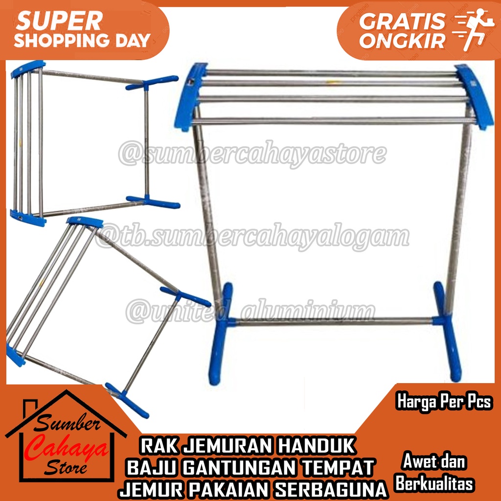 Rak Jemuran Handuk Baju Gantungan Berdiri Tempat Jemur Anduk Pakaian Lipat Besi Model Menara Serbagu