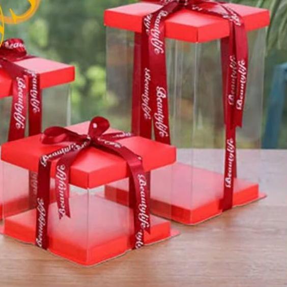

♬ Cake Box Mika Dus Kue Kotak Kue 22x22 cm Transparant PET ➯