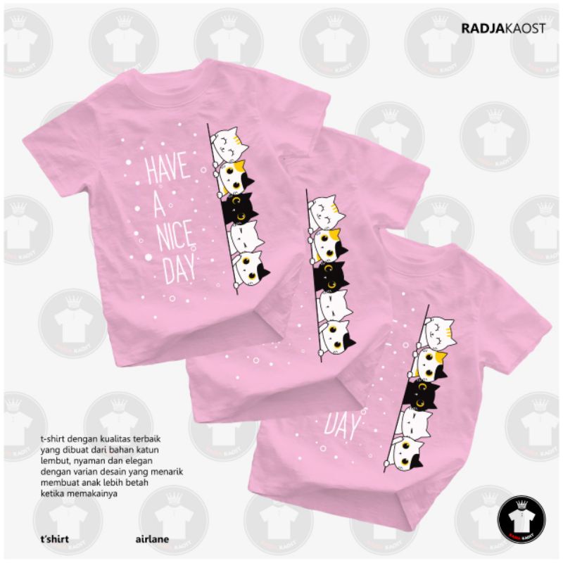 Kaos Tsaiby Motif Kucing/Atasan Anak/Kaos Anak/Tsaiby Kucing