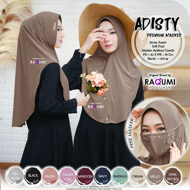 Hijab Instant Adisty Premium Masker Original Raqumi / Model Hijab Terbaru