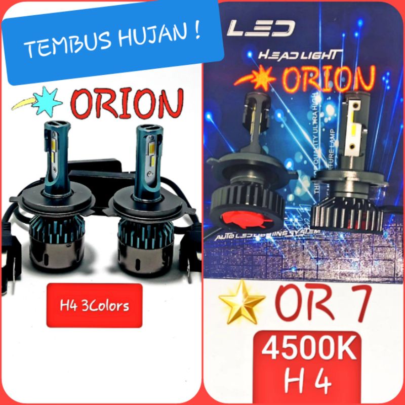 2 Pcs Lampu Depan H4 Super LED WarmWhite 4500K & 3warna terang