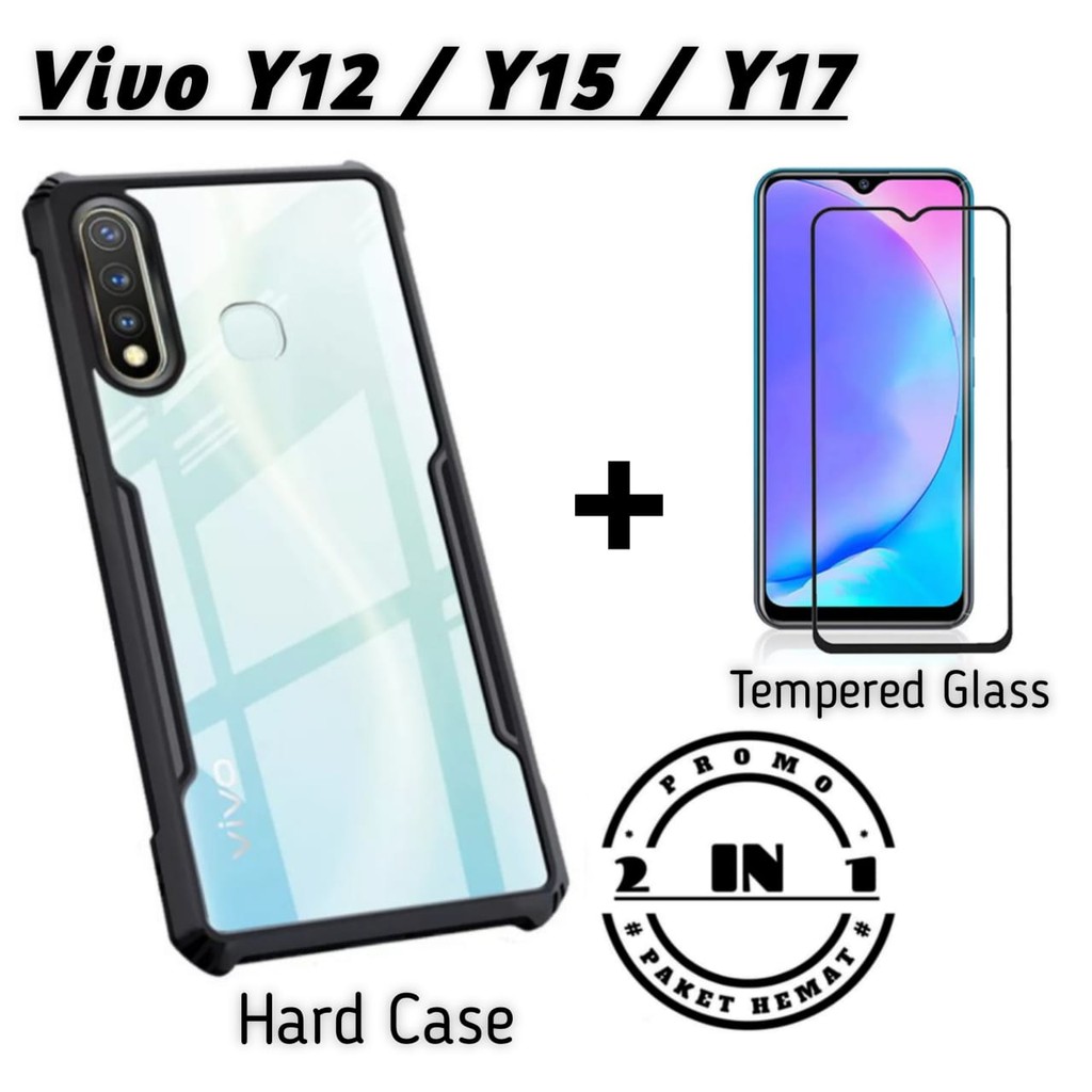 Hard Case VIVO Y12 / VIVO Y15 / VIVO Y17 Shockroof Fusion Armor FREE Tempered Glass Warna Pelindung Layar Handphone