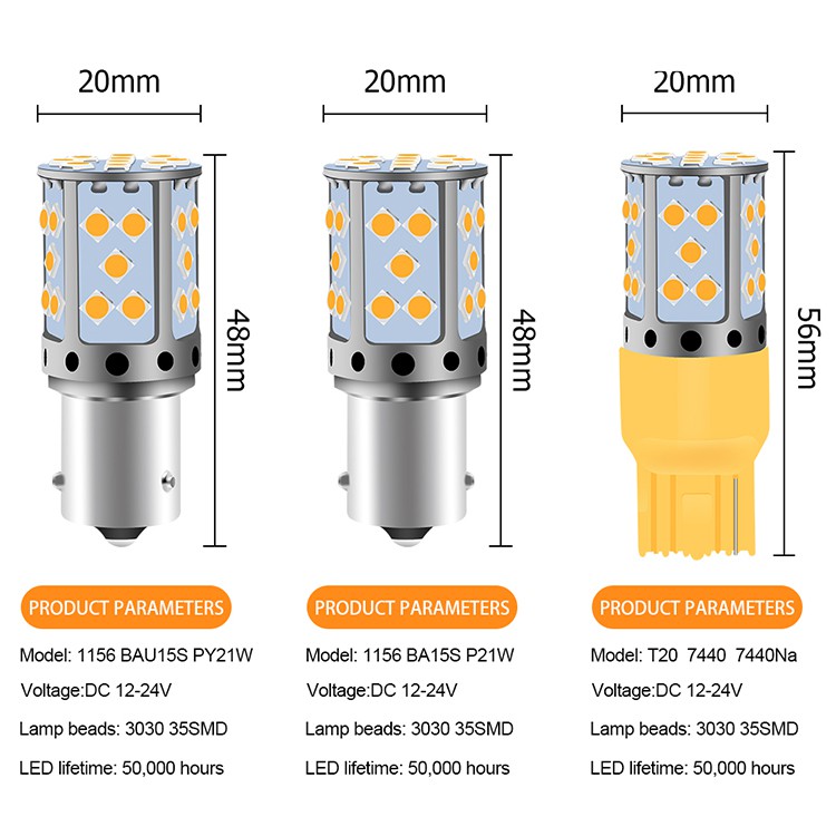 1pcs Bohlam Led Canbus 1156 Ba15S Bau15S 7440 T20 3030 35smd 12-24v Untuk Lampu Depan / Kabut / Sein Mobil