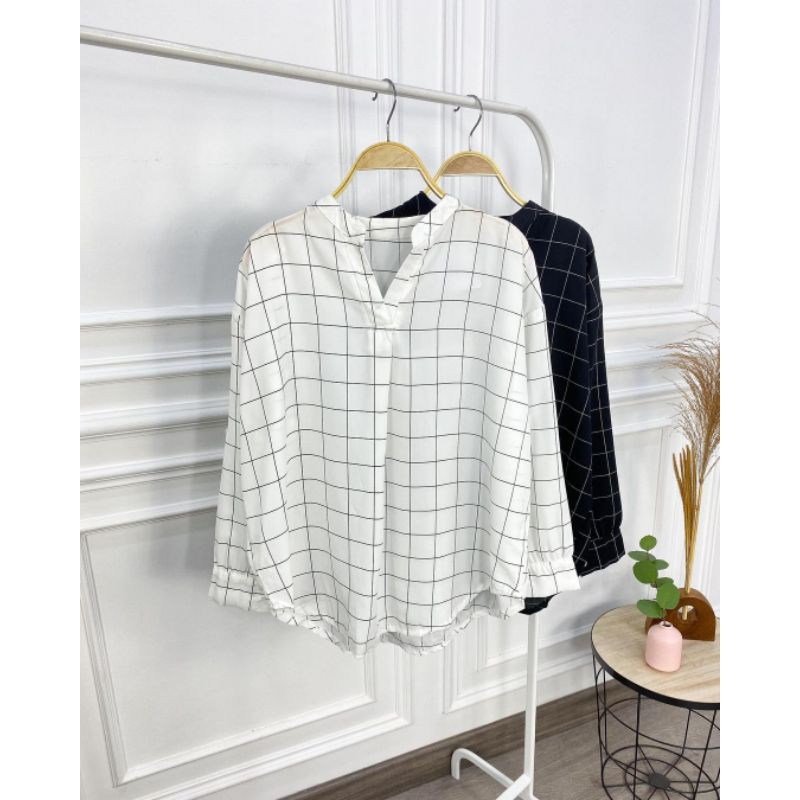 GRID BLOUSE / KEMEJA KERJA / KEMEJA KASUAL