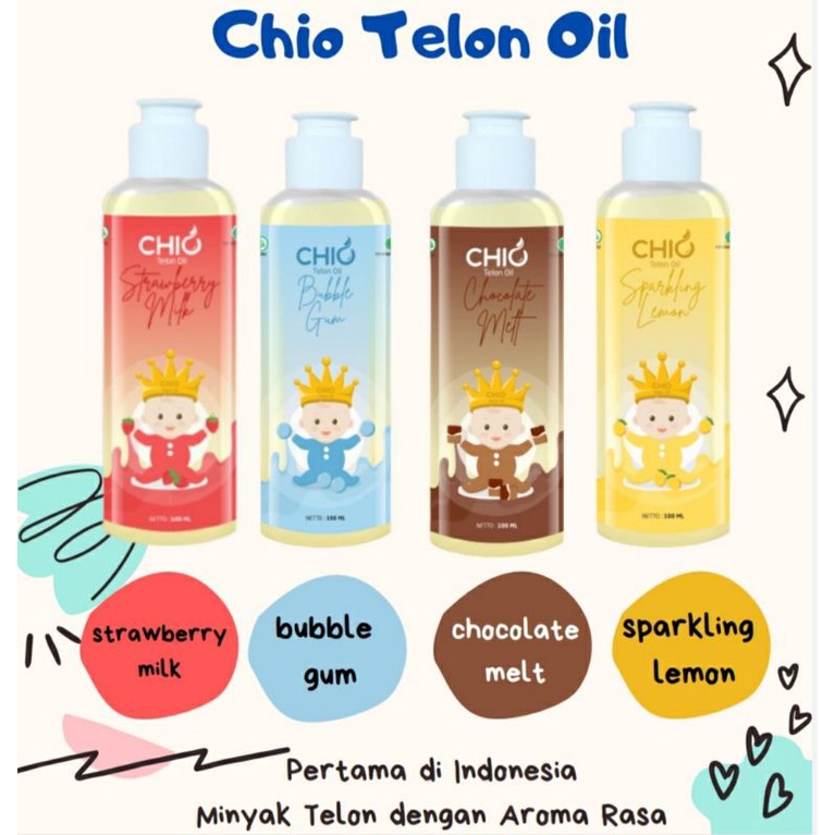 Chio Minyak Telon Aroma Chocolate Malt, Sparkling Lemon, Bubble Gum, Strawberry Milk