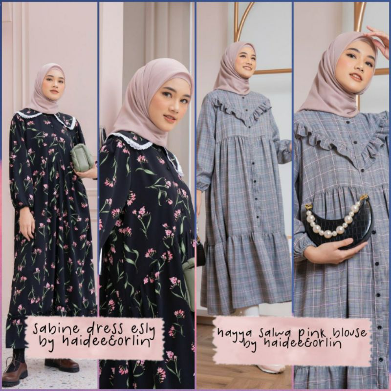 Sabine Dress dan Hayya Salwa Blouse by Haideeorlin