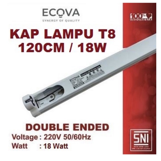 Kap Lampu TL / T8 LED ECOVA 18 W - 120 CM (INSTANT GRAB/GOJEK)