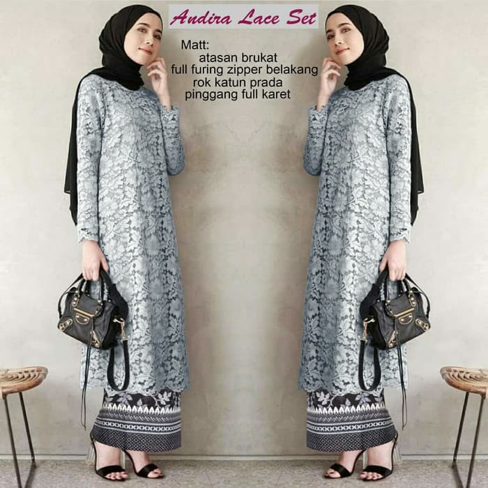 Atasan Kebaya Brukat Tunik Silver dan Warna Lain nya