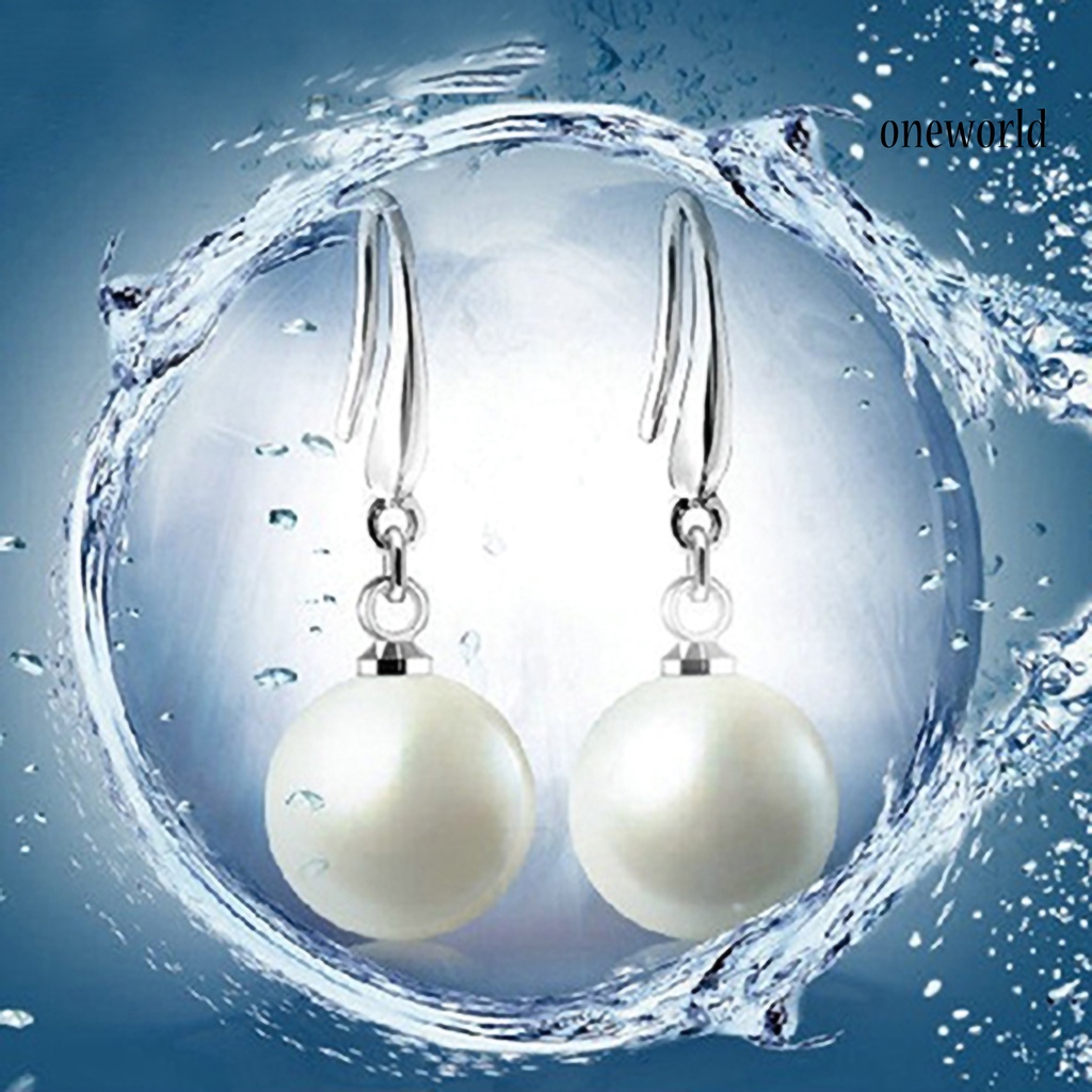 OW@ Dangle Earring Elegant Exquisite Ornament Simple Faux Pearl Eardrop for Daily Life