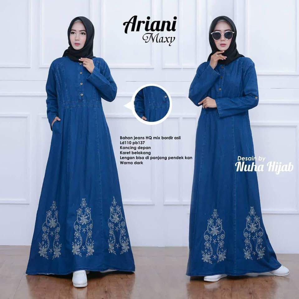 aero maxy | ariani | khaira maxy | hilya maxy | ninis maxy gamis jeans bordir