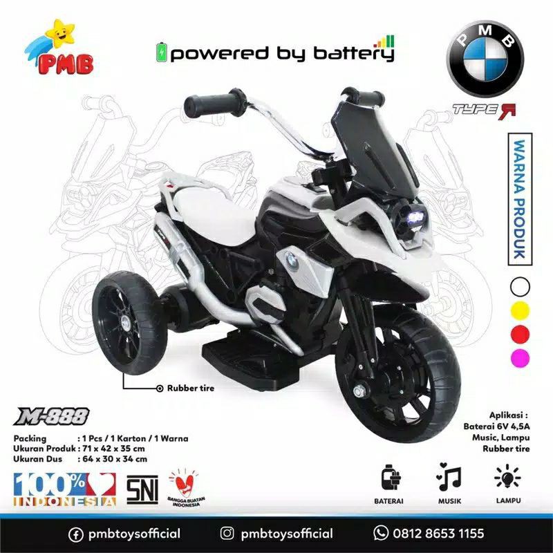 Sepeda Motor Aki Mobil Aki Anak PMB MOTOR TYPE M888 mainan anak , motoran anak murah , motor aki