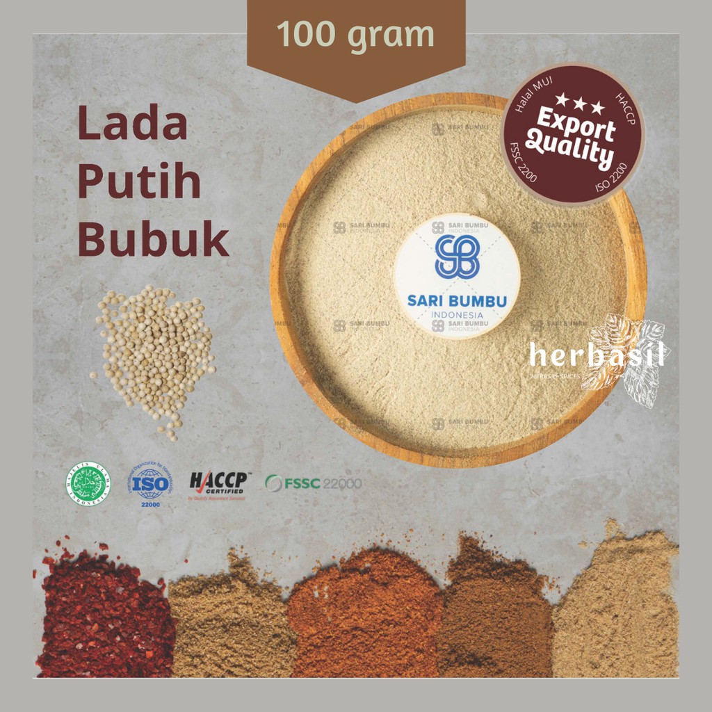 

[100gr] Lada Putih Bubuk / Merica Bubuk (White Pepper Powder) Export Quality | Her Basil