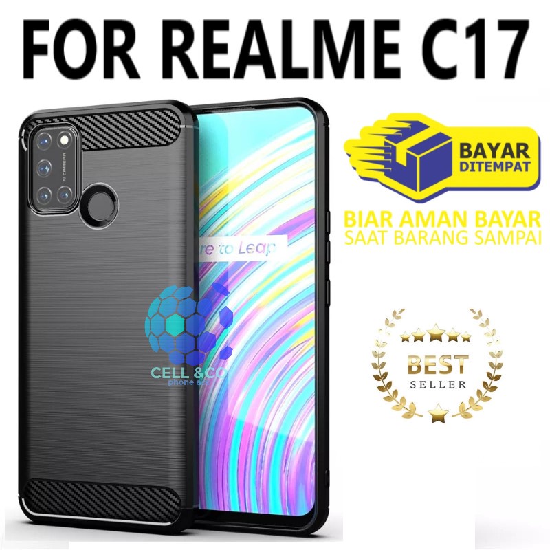 CASE CARBON REALME C17 casing hp silikon softcase case premium carbon cover