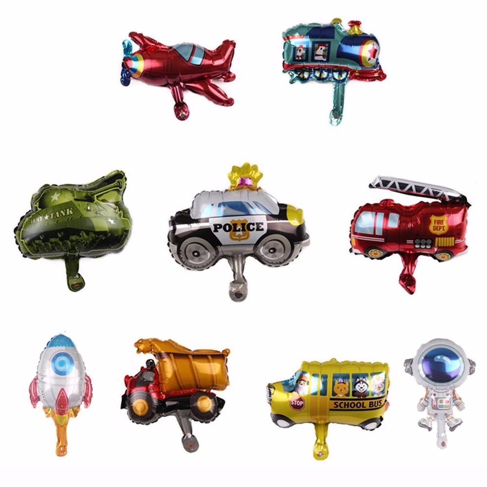 Needway  Children Aluminum Foil Balloon Mini Transportations Inflatable Toys Car Balloon Toy Kid Gifts Astronaut Birthday Party Decoration Submarine Cartoon Tank UFO Airplane