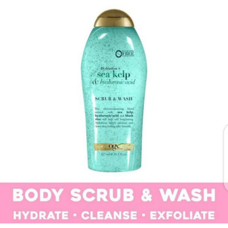 OGX Sea Kelp & Hyaluronic Acid Body Scrub & Wash 19.5 fl oz 577ml