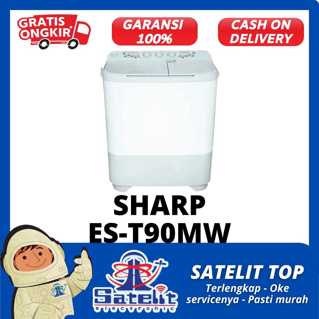 MESIN CUCI / WASHING MACHINE / ALAT CUCI PAKAIAN 2 TABUNG SHARP EST90MW