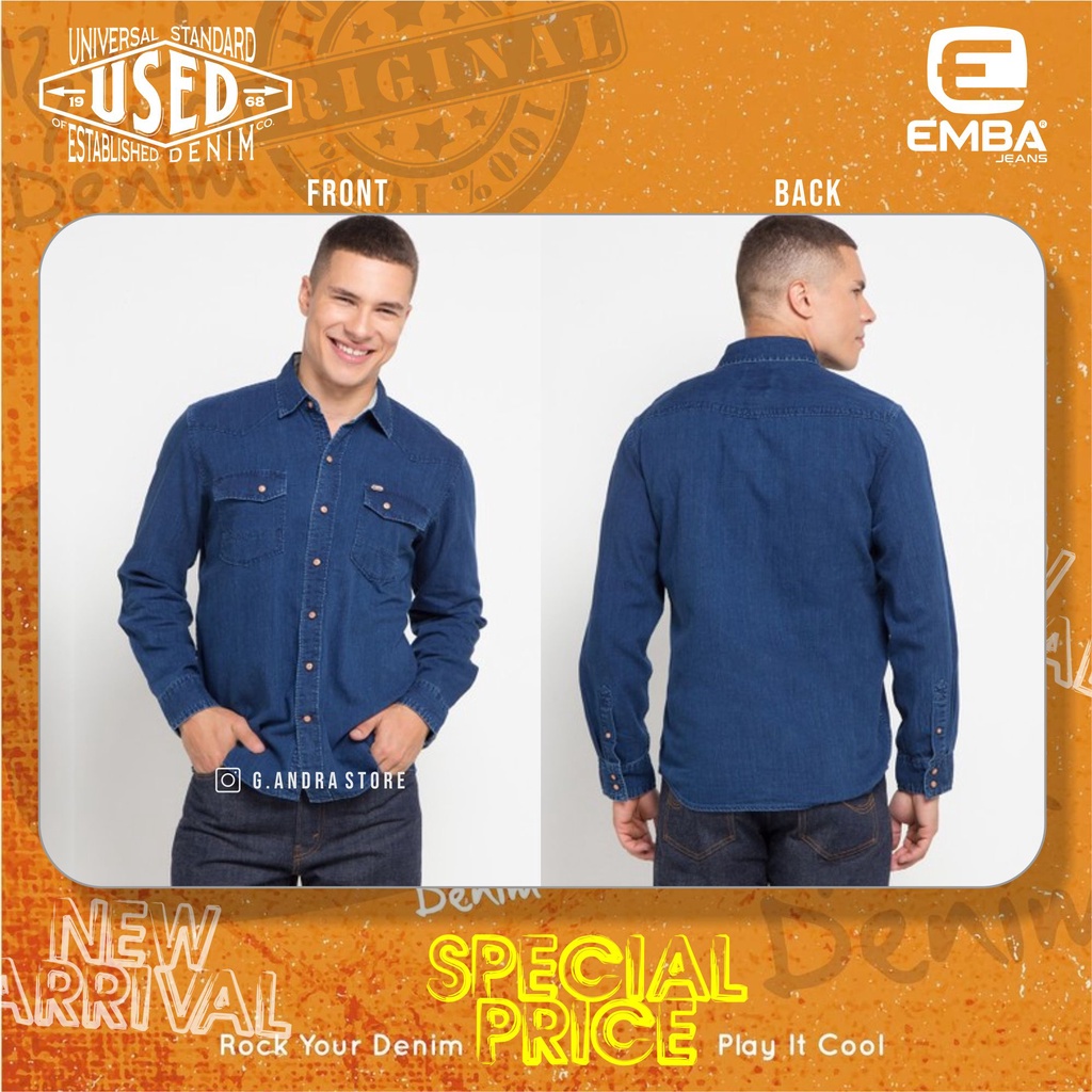 [COD] KEMEJA PRIA DENIM USED JEANS ORIGINAL AGKE 094