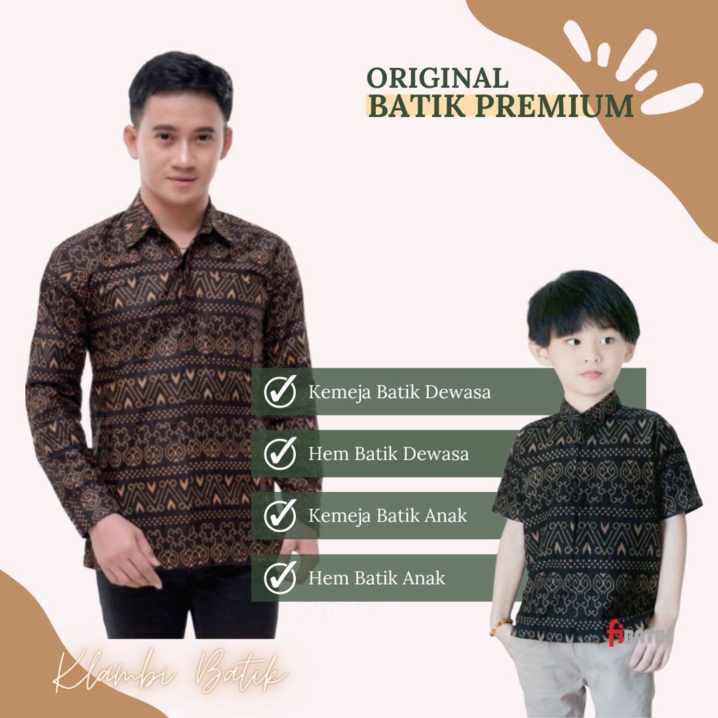 Kemeja Batik Pria Motif Semut Cokklat Batik Laki-laki Terbaru Warna Dasar hitam Motif Coklat