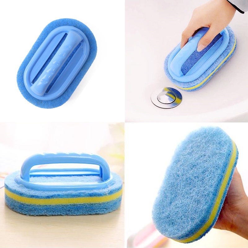 Blue PP Plastic Handheld Sponge Kitchen Cleaning Bathtub Ceramic Tile Glass WC Brush Sponge Durable Wall Cleaner tools OW