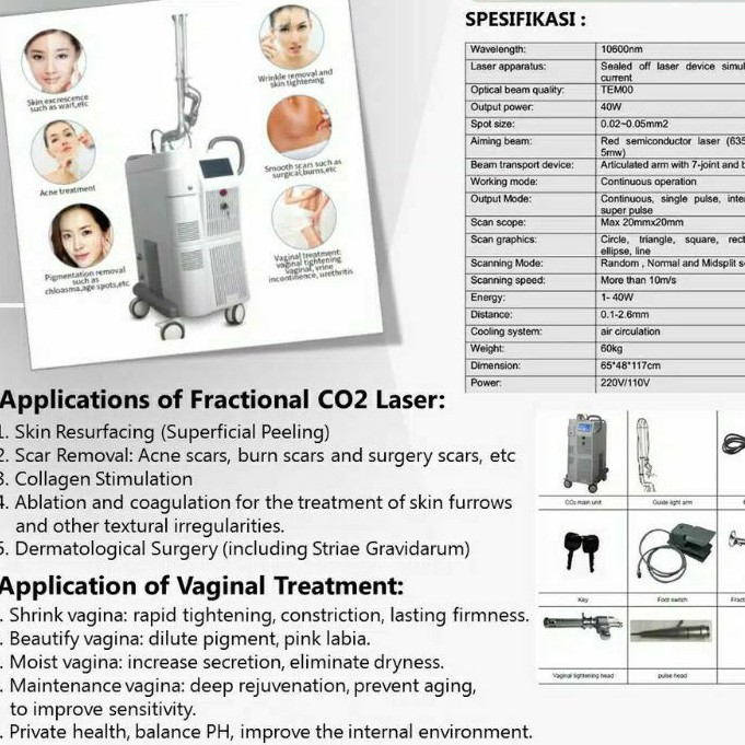 Alat Facial Laser CO2 Fractional Penghilang Secar Bopeng