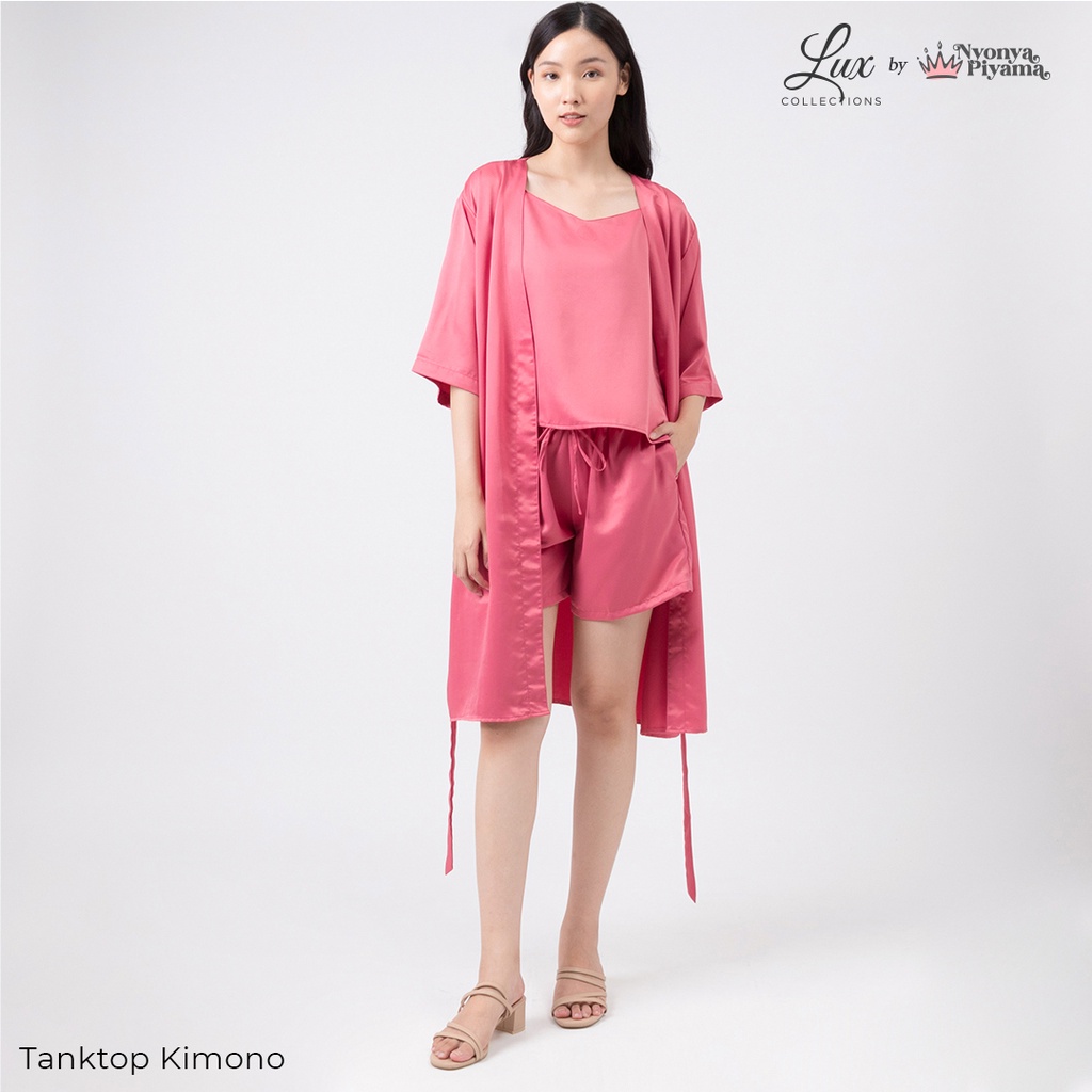 Lux Nyonya Piyama Maxmara Set Piyama (Morganite)-Tanktop Kimono