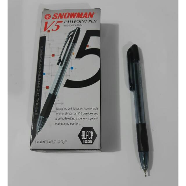 

Pulpen / Ballpoint / Pena Snowman V5 Hitam 0.7 mm Satuan