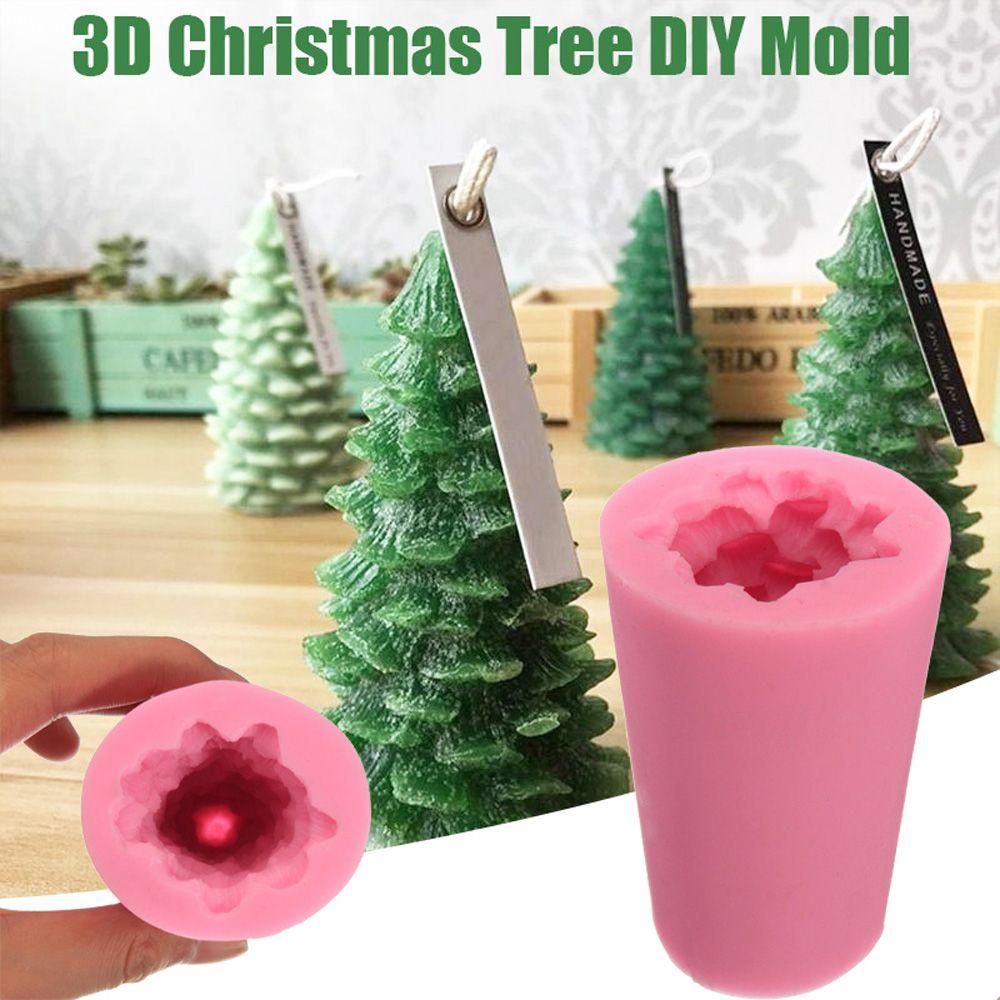 [Elegan] Cetakan Kue DIY Handmade Fandant Candle 3D Pohon Natal Christmas