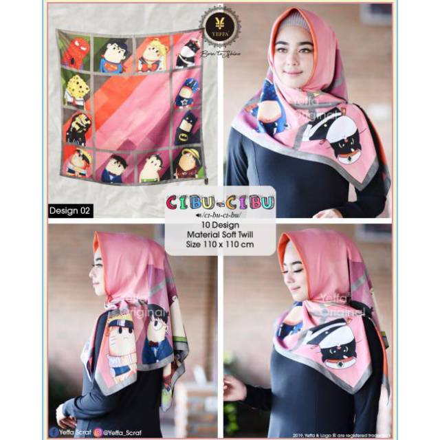 YEFFA Cibu jilbab segiempat premium