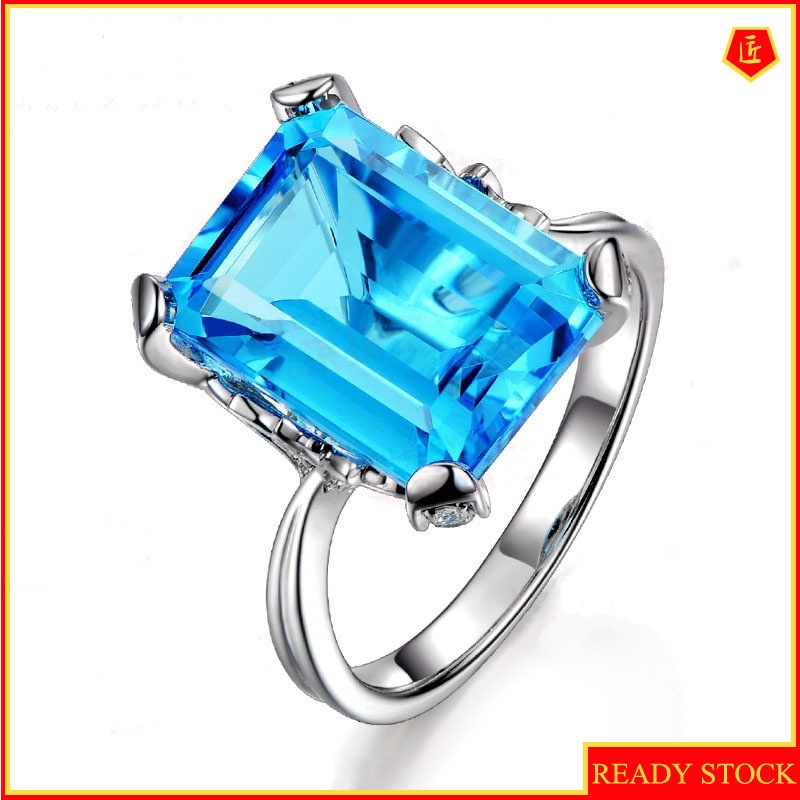 [Ready Stock]Topaz Sapphire Diamond Ring Simple Fashion