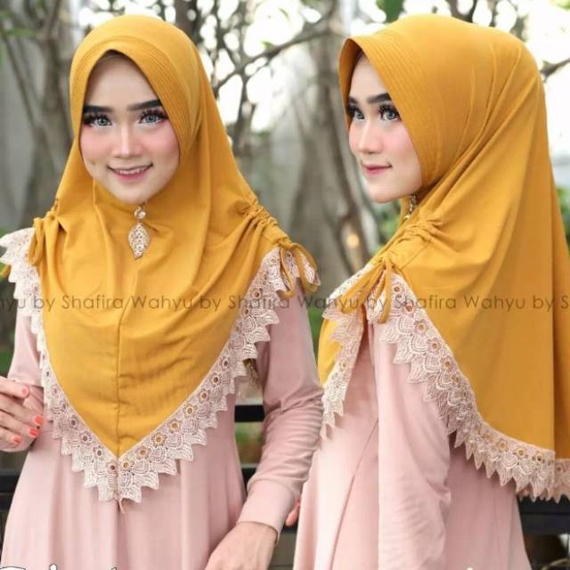 HIJAB/KHIMAR/BERGO INSTAN JERSY RENDA KERUT SAMPING